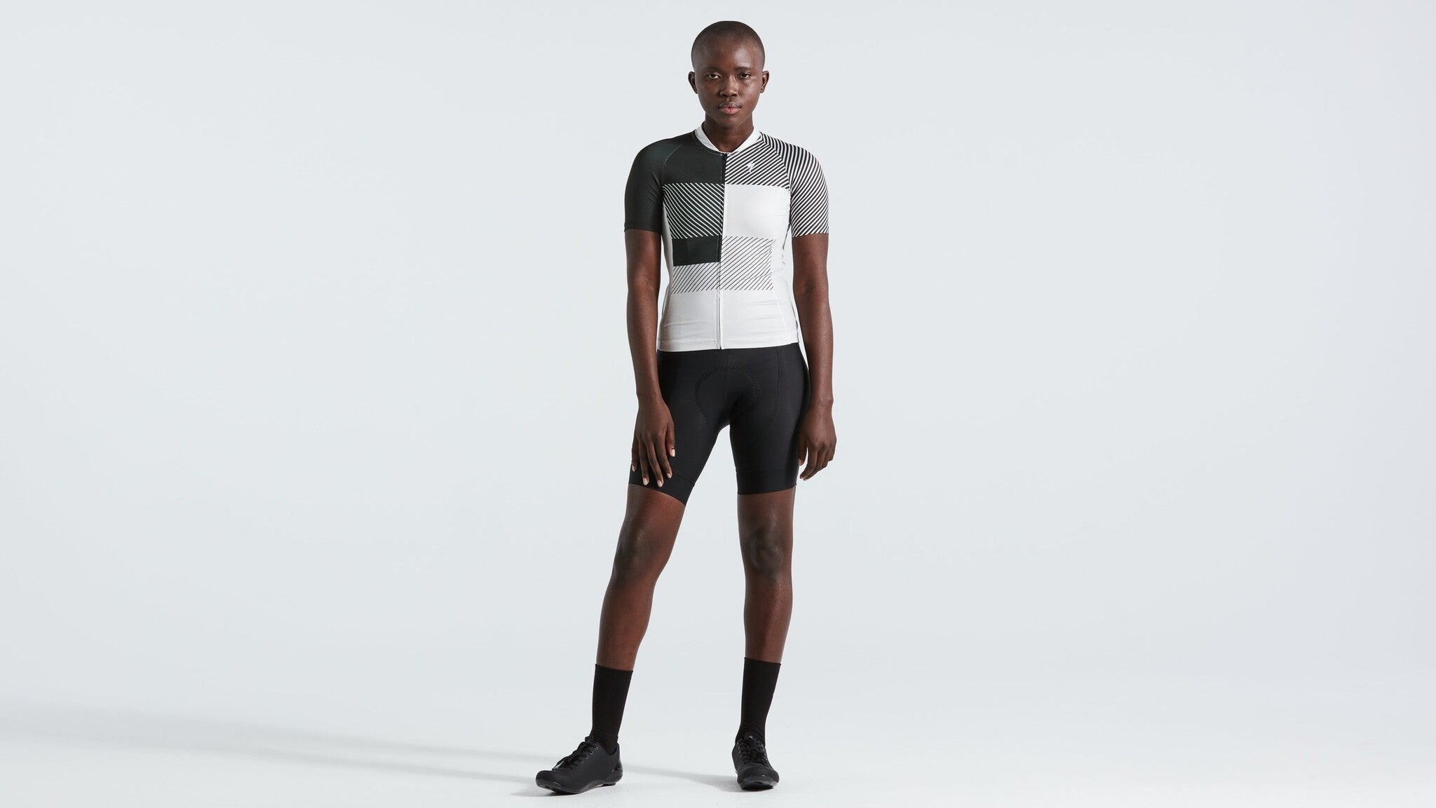 Maillot à manches courtes à rayures avec logo SL+ pour femmes - Vélo Vision